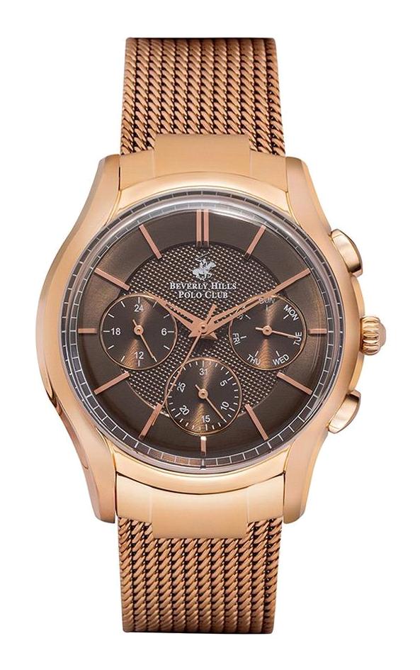 Beverly Hills Polo Club BP3013X440 Takvimli 43 mm Rose Gold Çelik-Hasır Kordon Analog Erkek Kol Saati
