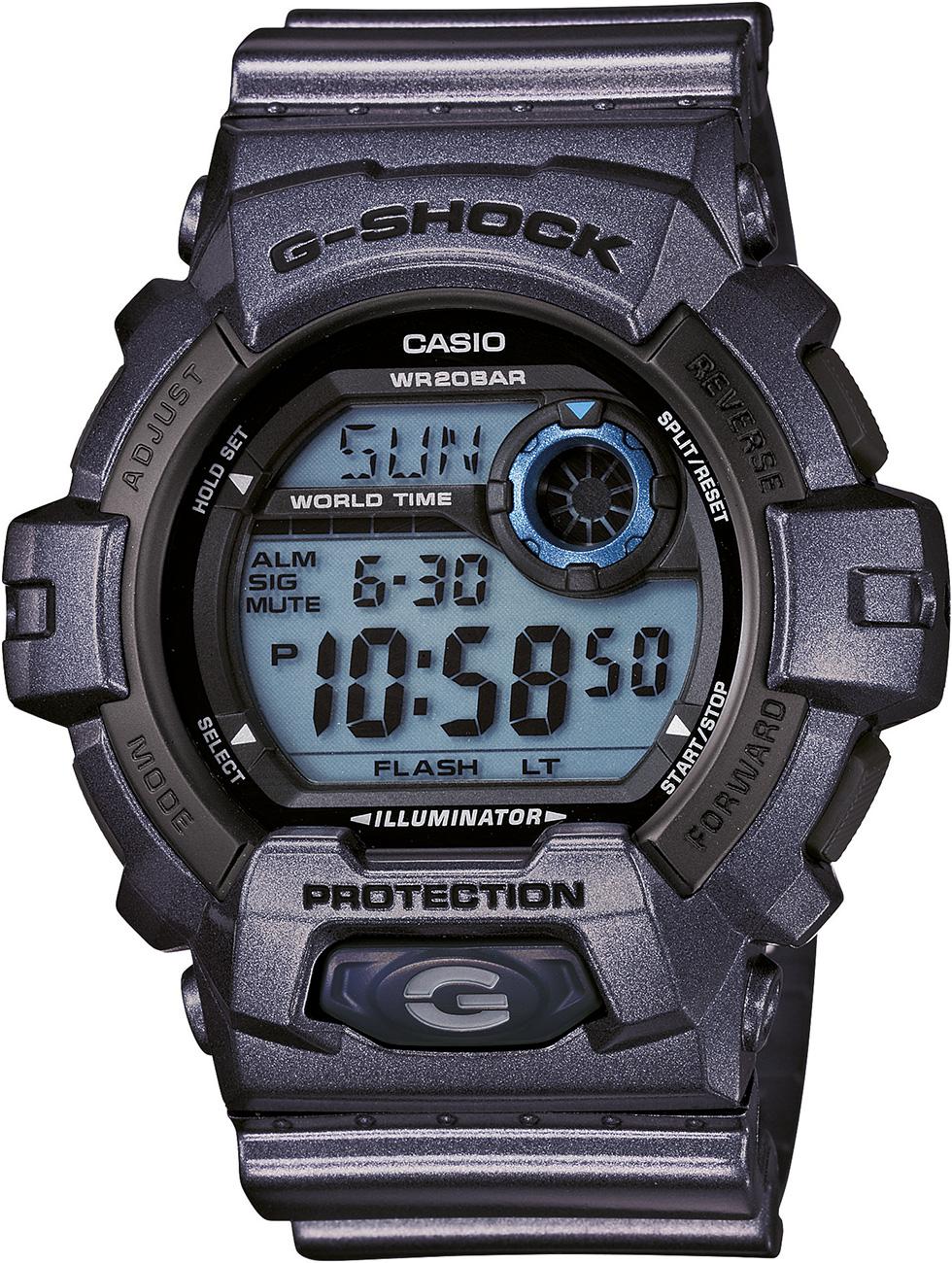 Casio G-8900SH-2D Takvimli 52.5 mm Siyah Silikon Kordon Dijital Kol Saati