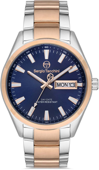 Sergio Tacchini ST.1.10191.3 Takvimli 42 mm Gri-Rose Gold Çelik Kordon Analog Kol Saati