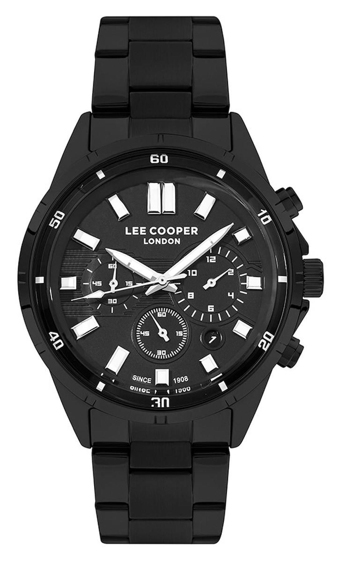 Lee Cooper LC07596.650-NM Takvimli 44 mm Siyah Çelik Kordon Analog Erkek Kol Saati