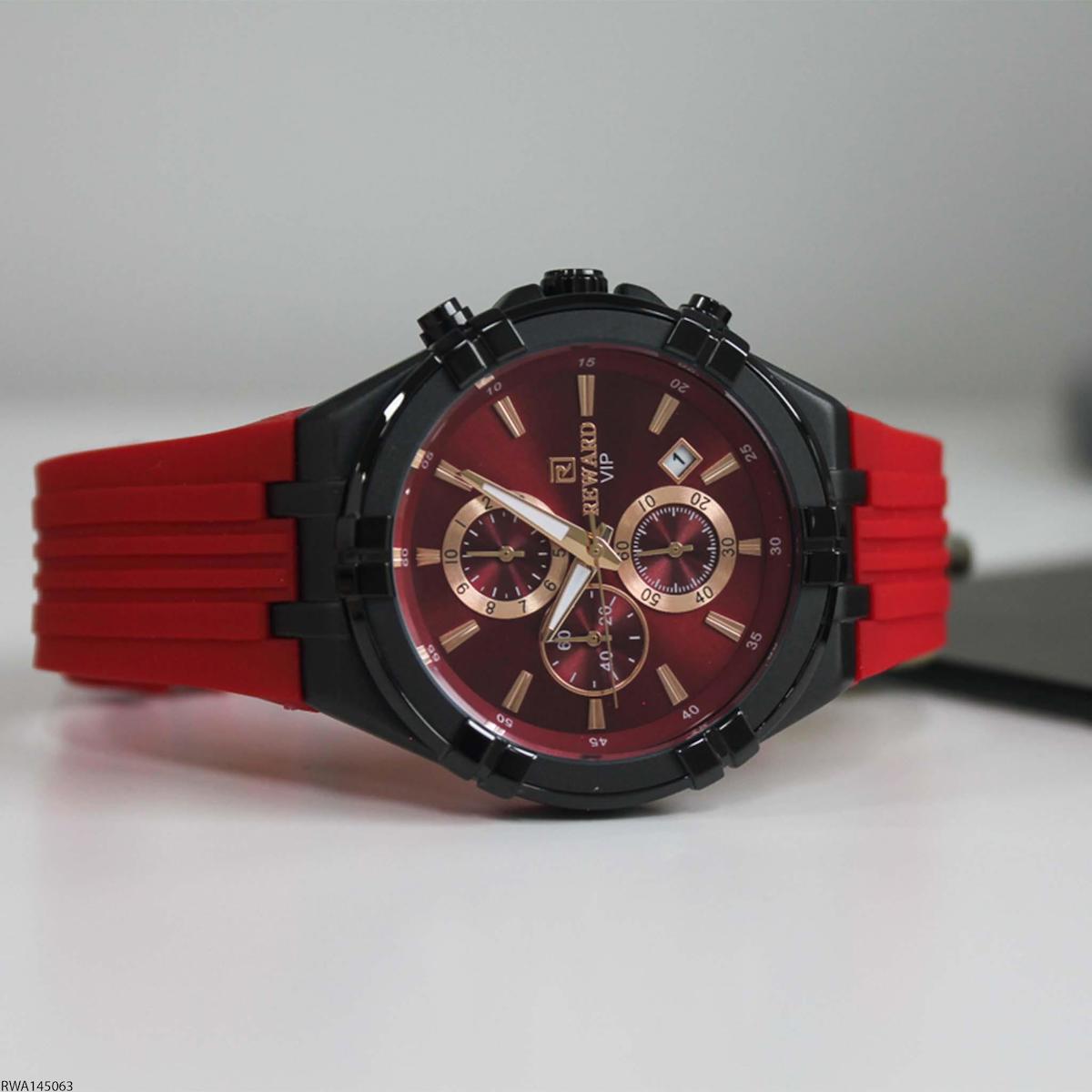 Reward RWA145063 Takvimli 45 mm Kırmızı Silikon Kordon Analog Erkek Kol Saati