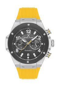 Daniel Klein DK.1.13615.2 Takvimli 45 mm Sarı Silikon Kordon Analog Erkek Kol Saati
