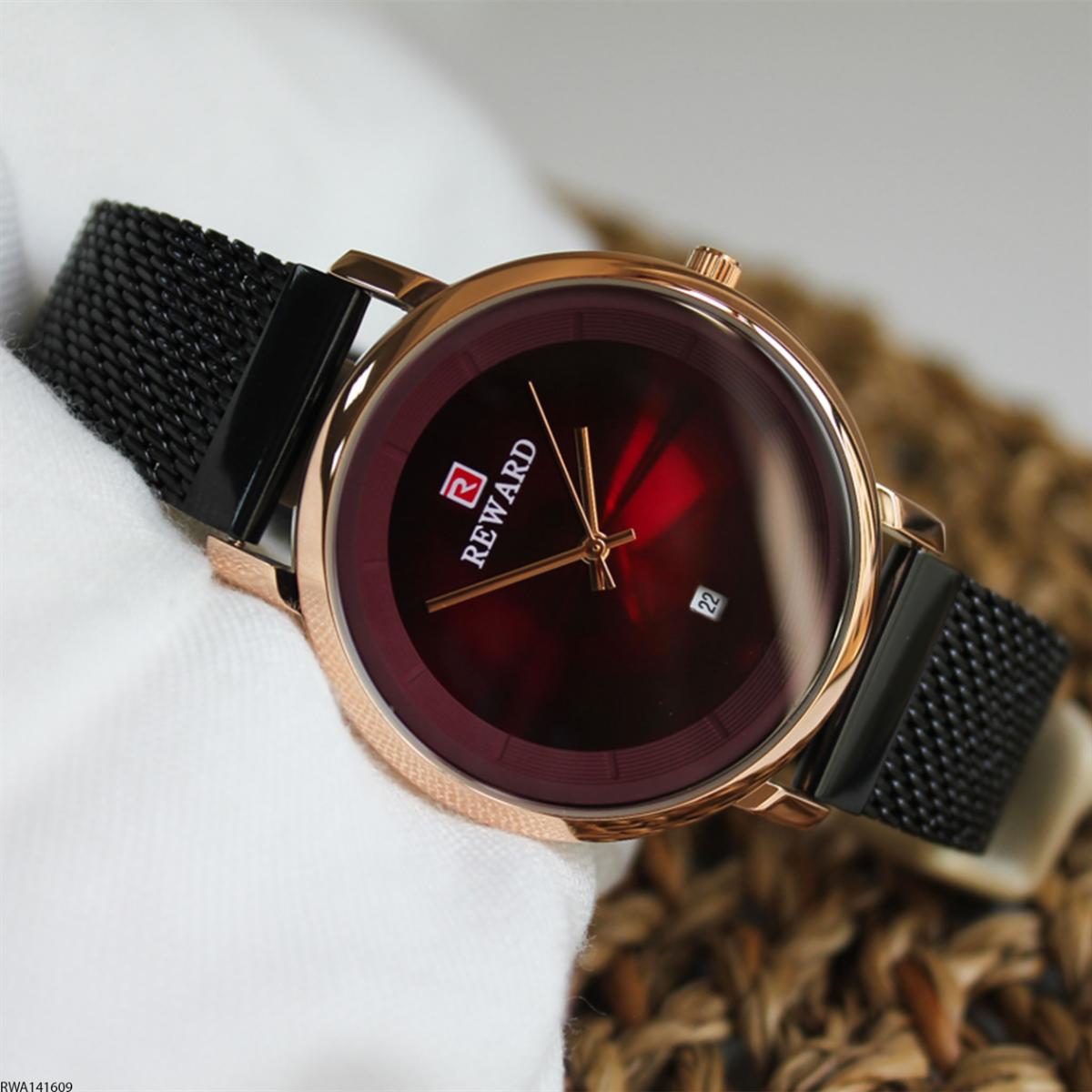 Reward RWA141609 Takvimli 42 mm Siyah Metal Kordon Analog Erkek Kol Saati