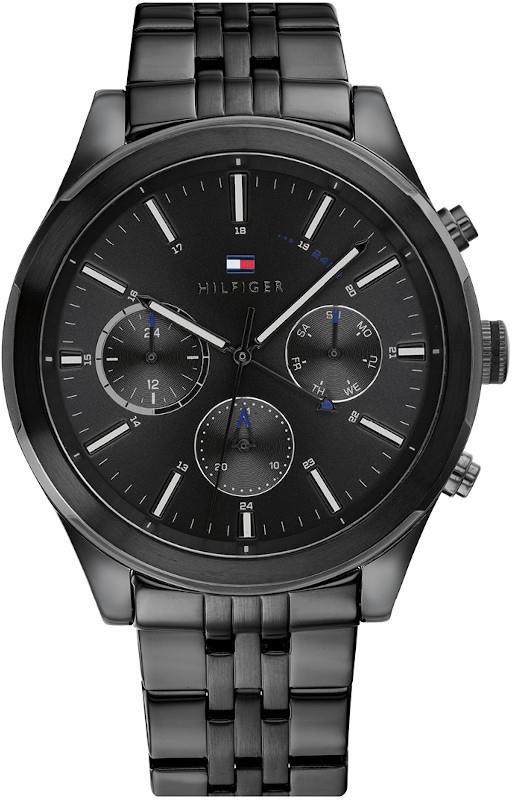Tommy Hilfiger TH1791738 Takvimli 44 mm Siyah Çelik Kordon Analog Kol Saati