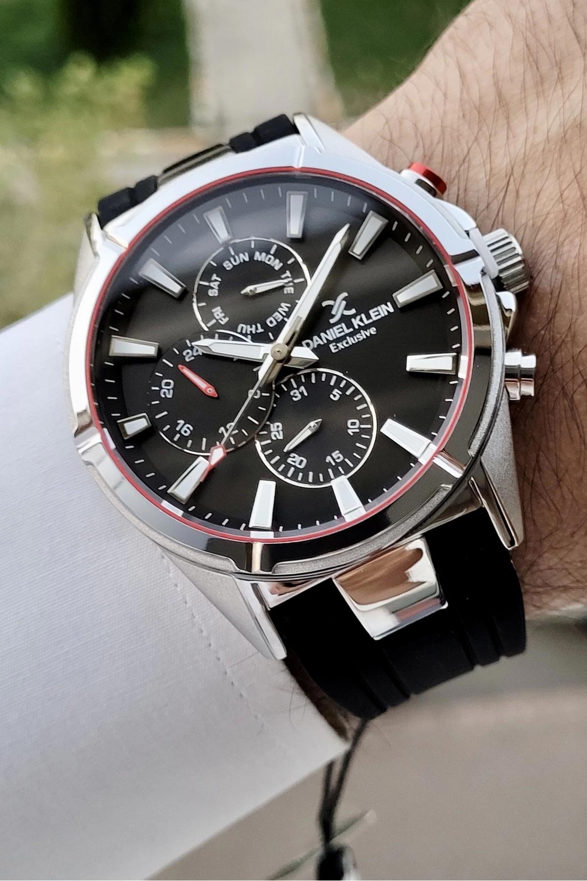 Daniel Klein DKISTE788 Takvimli 42 mm Siyah Silikon Kordon Analog Erkek Kol Saati