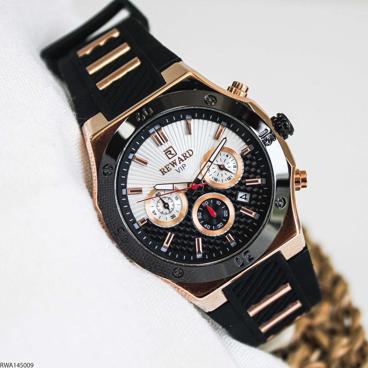 Reward RWA145009 Takvimli 45 mm Siyah Silikon Kordon Analog Erkek Kol Saati