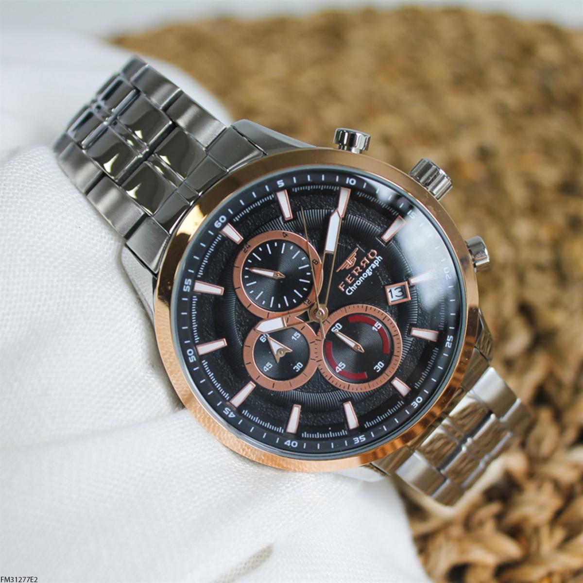 Ferro FM31277E2 Takvimli 45 mm Çelik Kordon Analog Erkek Kol Saati