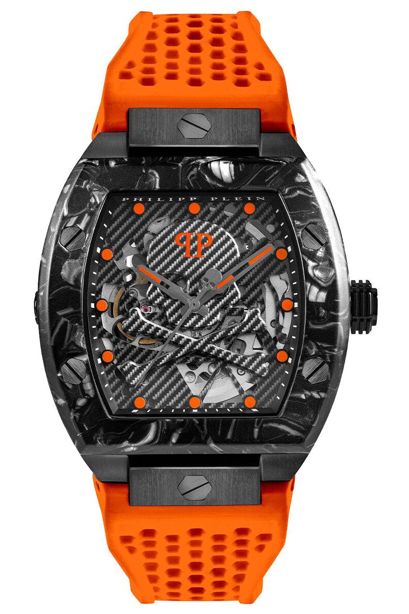 Philipp Plein PWBAA1222 Takvimli 44 mm Turuncu Silikon Kordon Analog Erkek Kol Saati