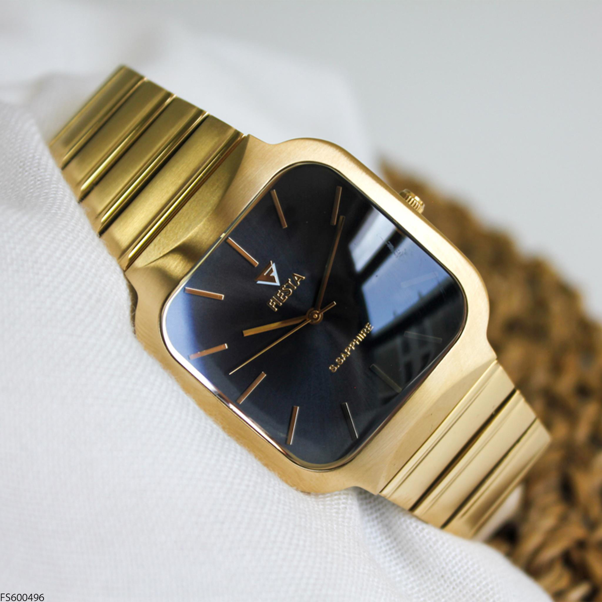 Fiesta FS600496 42 mm Altın Çelik Kordon Analog Erkek Kol Saati