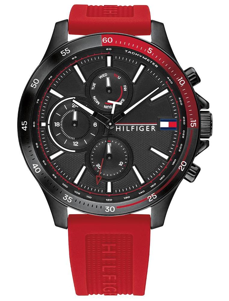 Tommy Hilfiger TH1791722 Takvimli 46 mm Kırmızı Silikon Kordon Analog Erkek Kol Saati