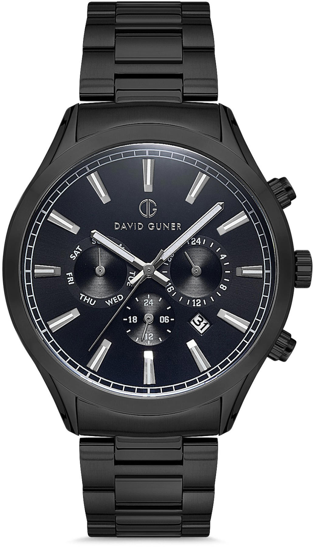 David Guner DG-8189GA-G2 Takvimli 42 mm Siyah Çelik Kordon Analog Kol Saati