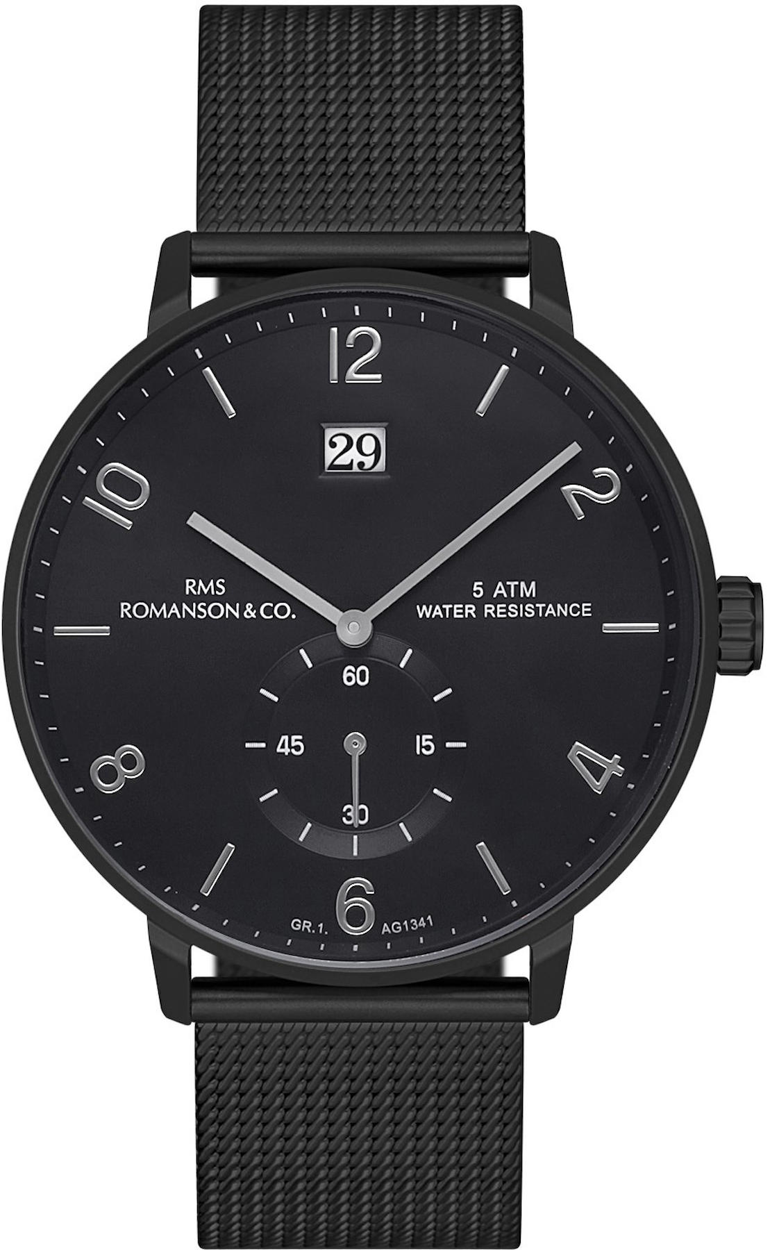 Romanson GR.1.AG1341.06 Takvimli 42 mm Siyah Hasır Kordon Analog Kol Saati