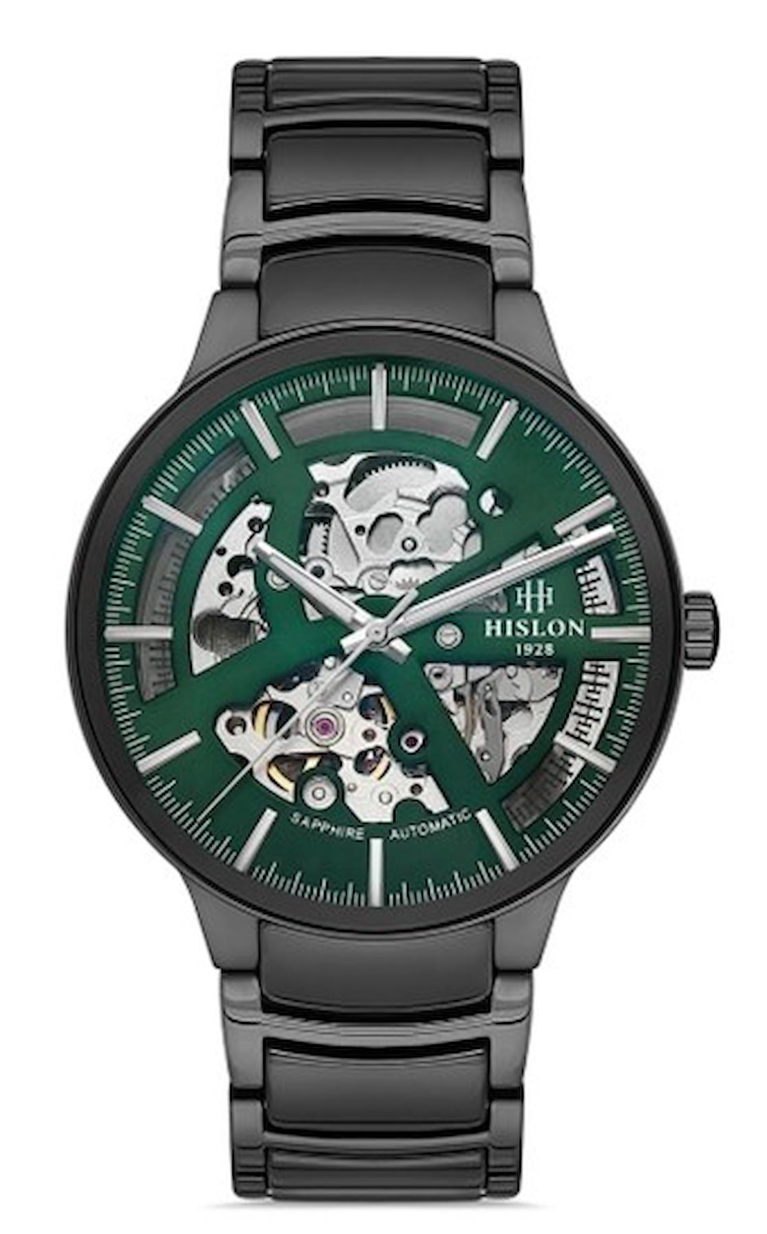 Hislon SD110N-16SS 42 mm Siyah Çelik Kordon Analog Kol Saati