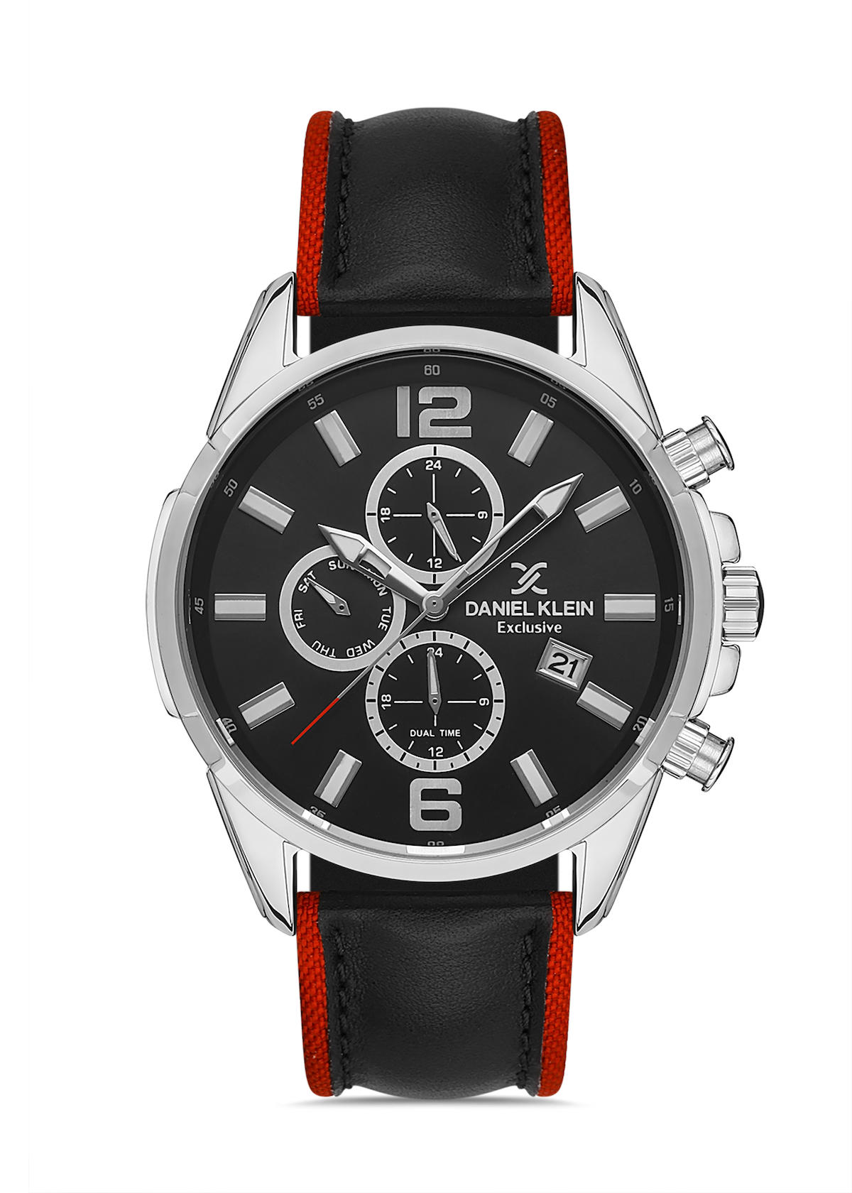 Daniel Klein DKE.1.10319.1A Takvimli 44 mm Siyah Deri Kordon Analog Erkek Kol Saati
