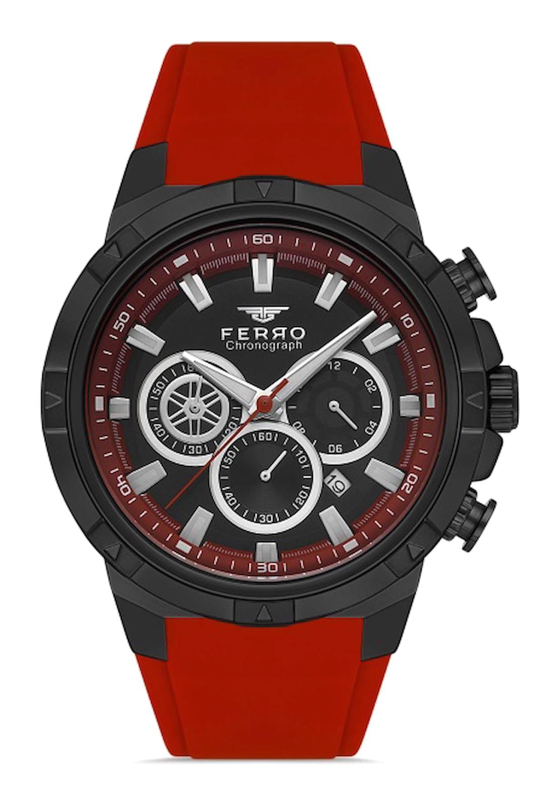 Ferro FM31350D-ZK Takvimli 47 mm Kırmızı Metal Kordon Analog Erkek Kol Saati