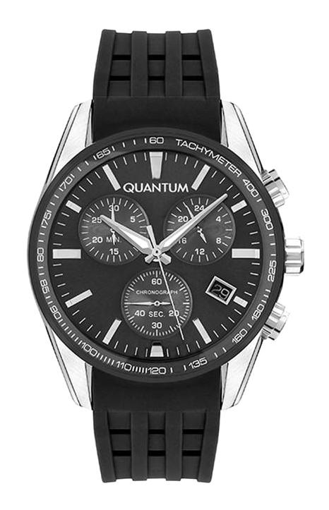 Quantum ADG1015.351 Takvimli 46-50 mm Siyah Silikon Kordon Analog Kol Saati