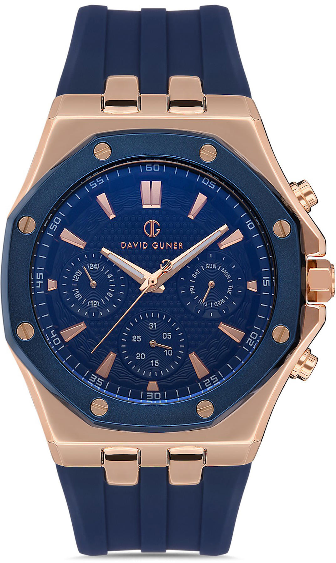 David Guner DG-8396GD-T3 Takvimli 42 mm Lacivert Çelik Kordon Analog Kol Saati