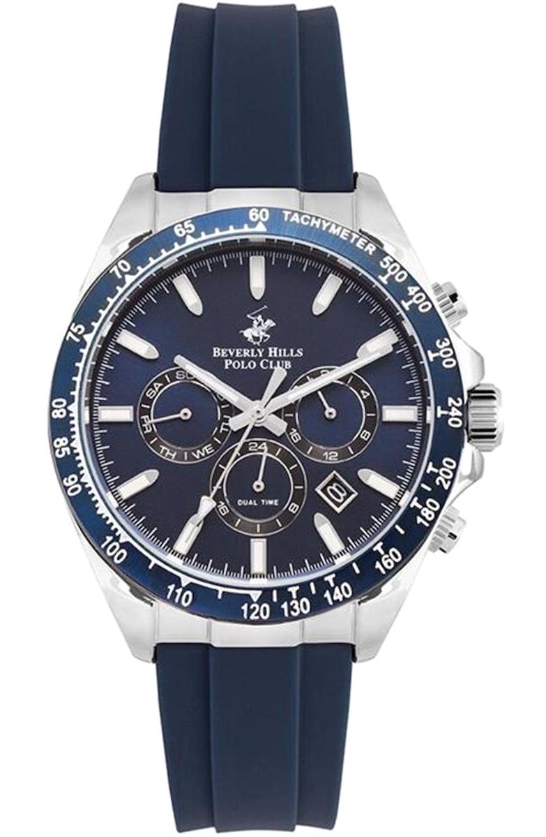 Beverly Hills Polo Club BP3010X399 Takvimli 44 mm Lacivert Silikon Kordon Analog Kol Saati