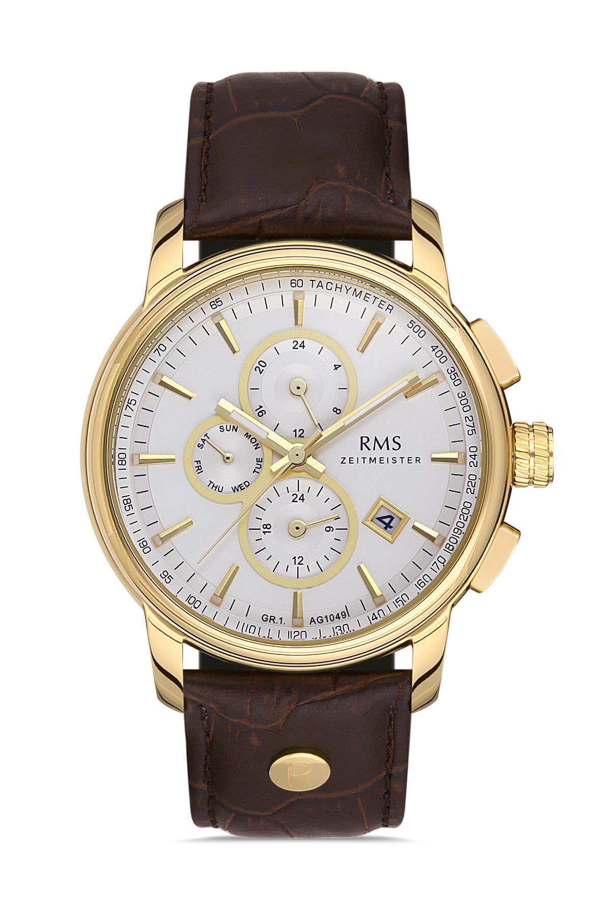 Grand Romanson RMS.1.AG1049.09 Takvimli 50 mm Kahverengi Deri Kordon Analog Erkek Kol Saati