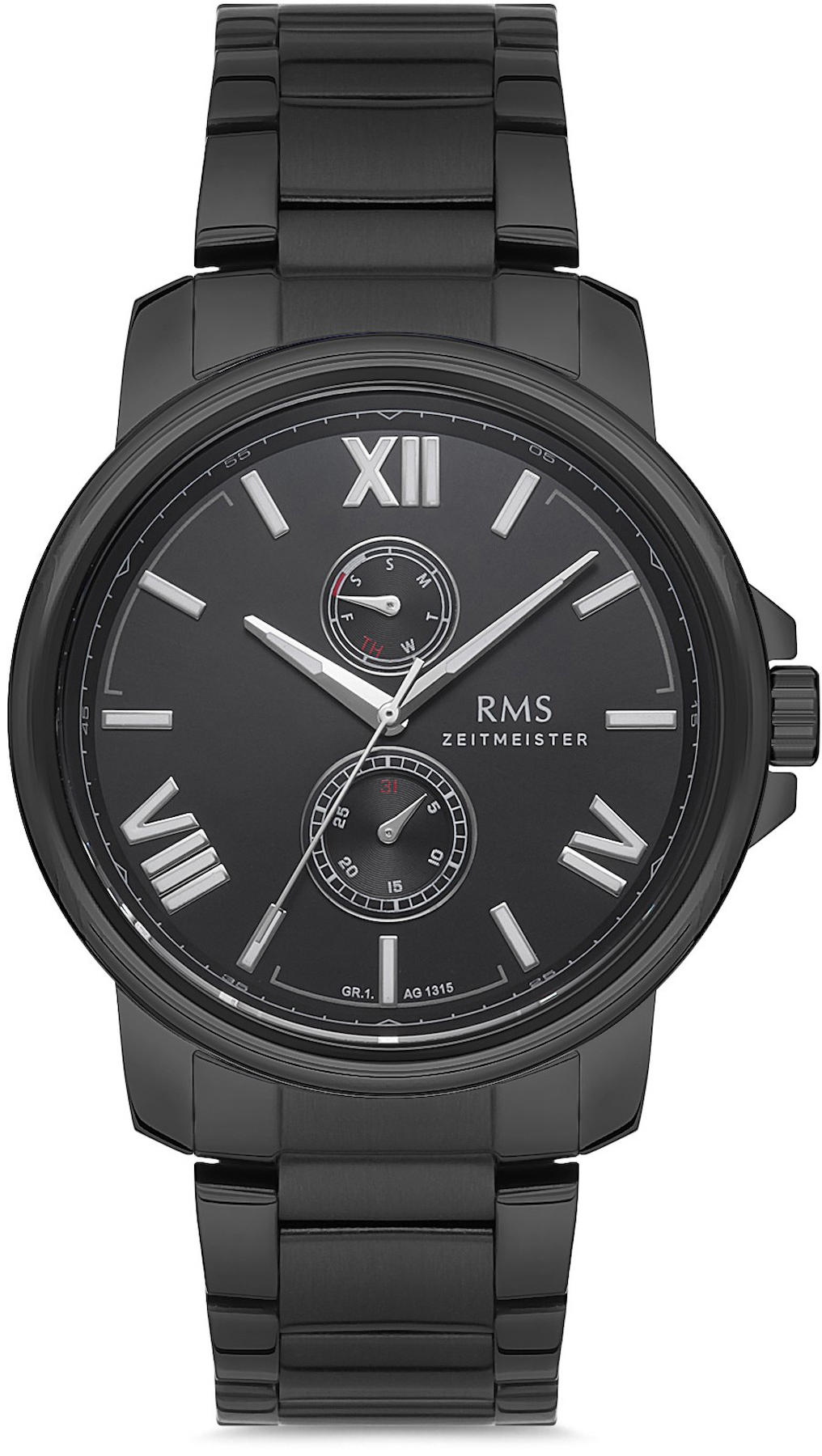 Romanson GR.1.AG1315.03 Takvimli 42 mm Siyah Çelik Kordon Analog Kol Saati