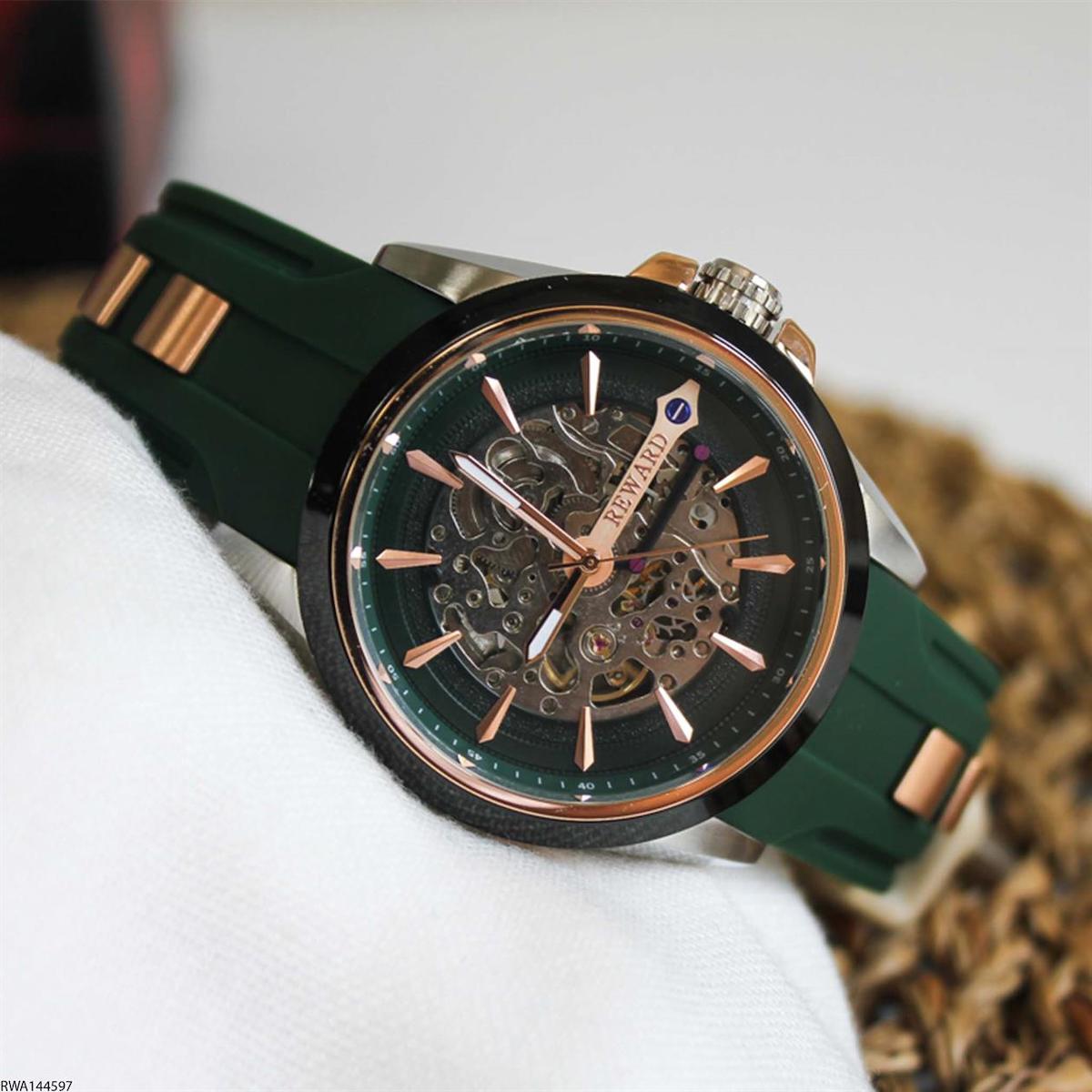 Reward RWA144597 46 mm Yeşil Silikon Kordon Analog Erkek Kol Saati