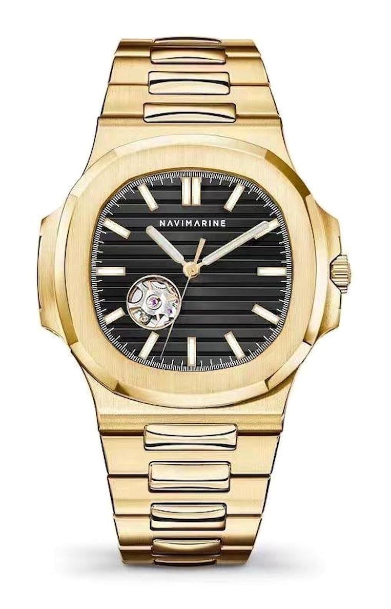 Navimarine NVM2004-04 Takvimli 42 mm Altın Çelik Kordon Analog Kol Saati