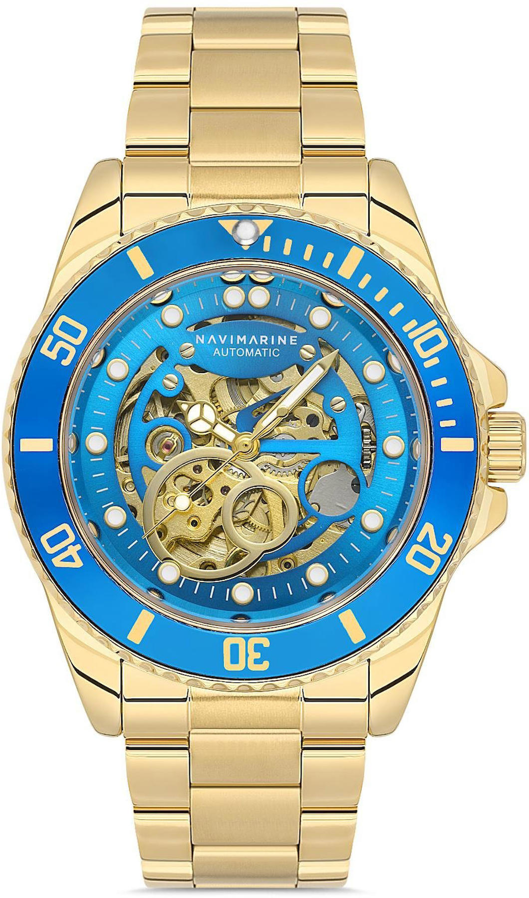 Navimarine NM168-04 44 mm Altın Çelik Kordon Analog Kol Saati