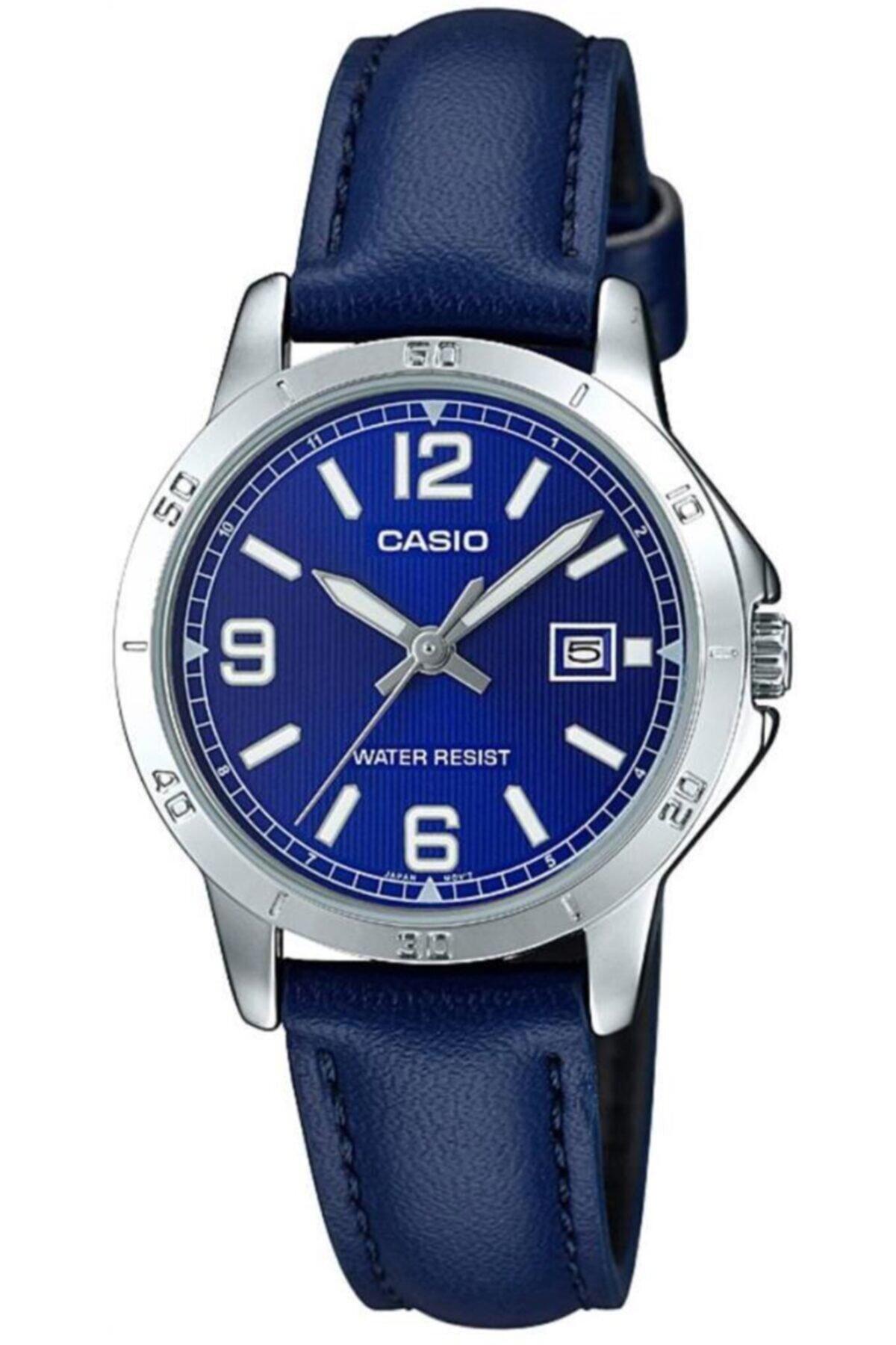 Casio LTP-V004L-2BUDF Takvimli 30.2 mm Lacivert Çelik Kordon Analog Kol Saati