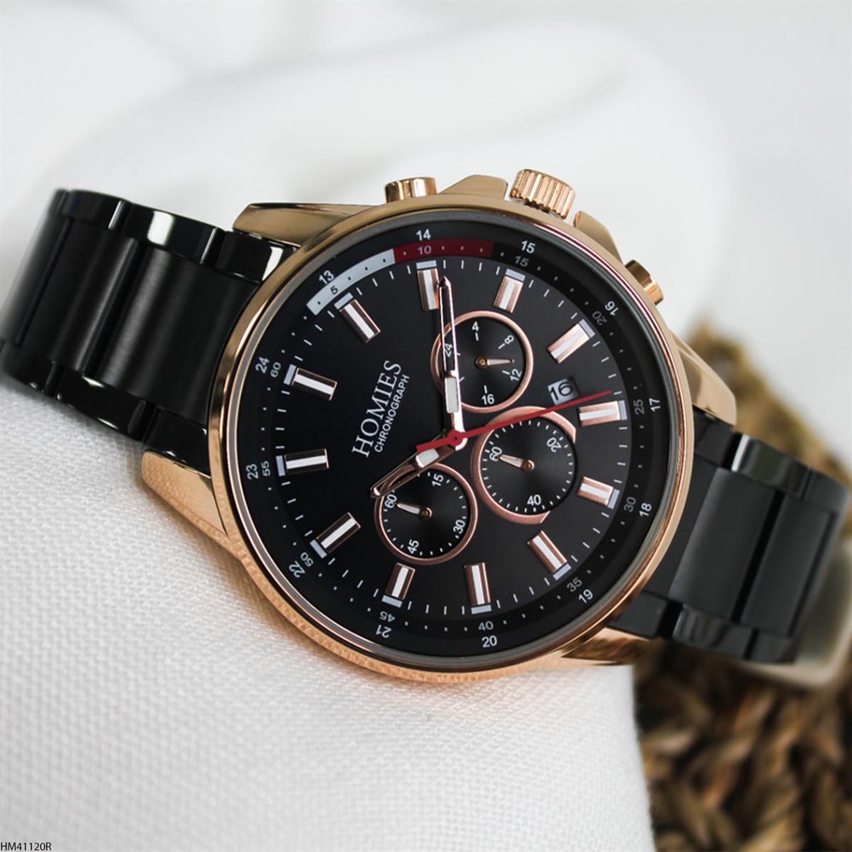 Homies HM41120R Pusulalı Takvimli 45 mm Siyah Metal Kordon Analog Erkek Kol Saati