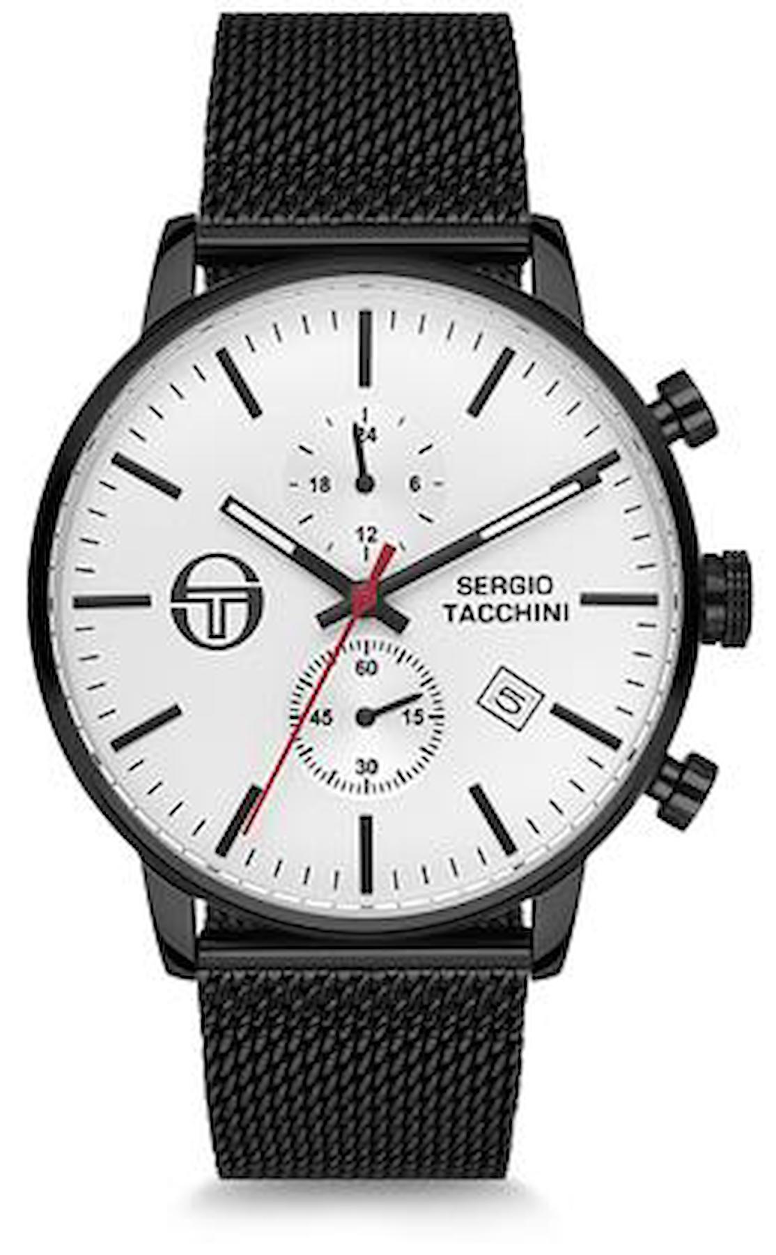 Sergio Tacchini ST.8.123.06 Takvimli 44 mm Siyah Hasır Kordon Analog Erkek Kol Saati