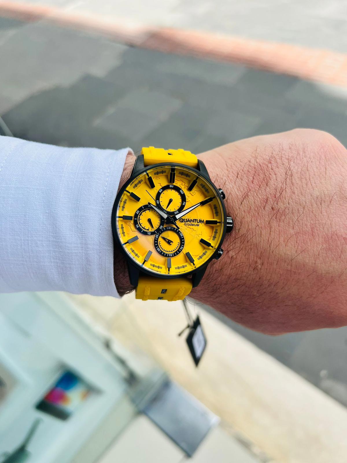 Quantum TTG1037.607 44 mm Sarı Titanyum Kordon Analog Erkek Kol Saati