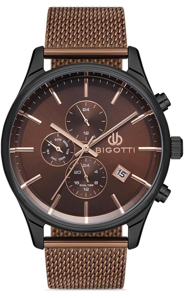 Bigotti BG.1.10262.5 Takvimli 44 mm Kahverengi Metal Kordon Analog Erkek Kol Saati