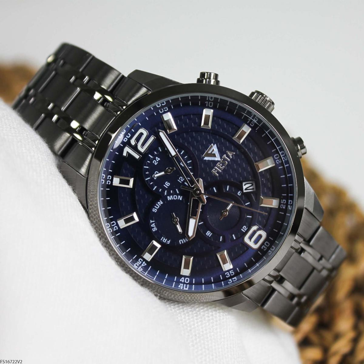 Fiesta FS16722V2 Takvimli 46 mm Çelik Kordon Analog Erkek Kol Saati