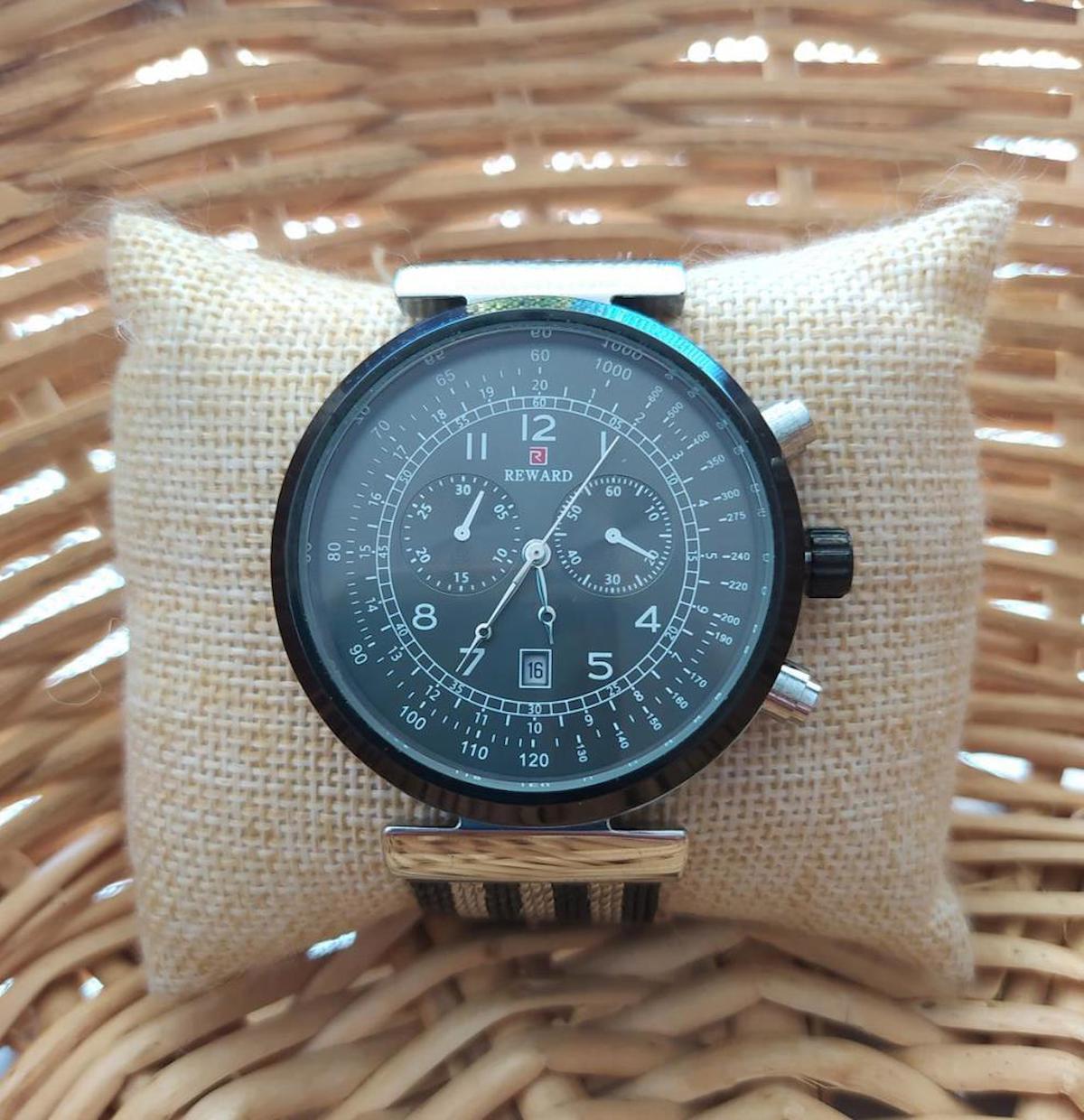 Reward RD63064M Takvimli 42 mm Gri-Siyah Çelik Kordon Analog Erkek Kol Saati