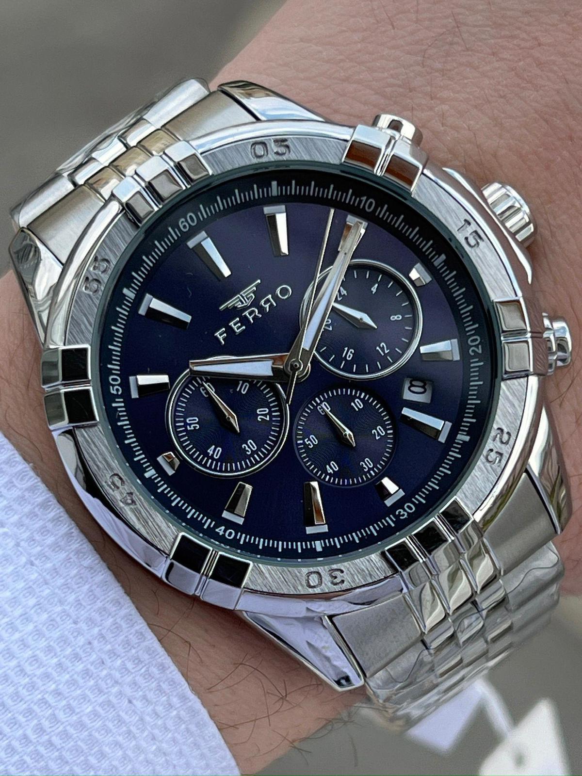 Ferro EFM31389-A3 Su Geçirmez Takvimli 44 mm Çelik Kordon Analog Erkek Kol Saati