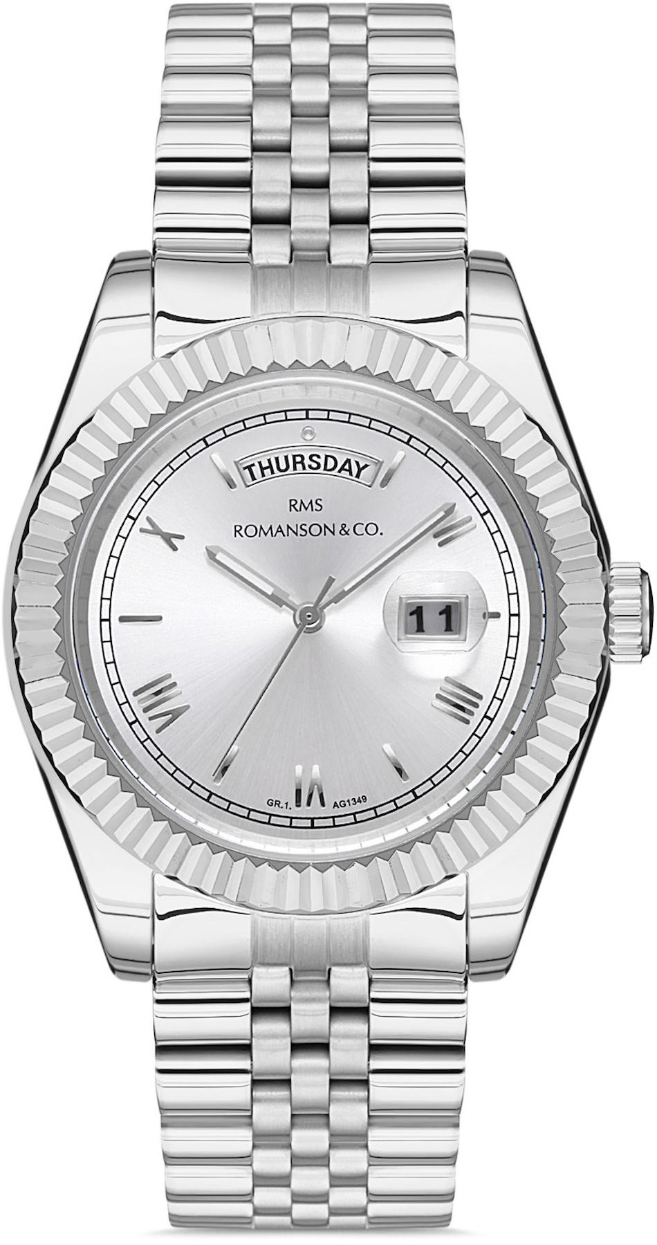 Romanson RMS.1.AG1349.01 Takvimli 42 mm Çelik Kordon Analog Kol Saati