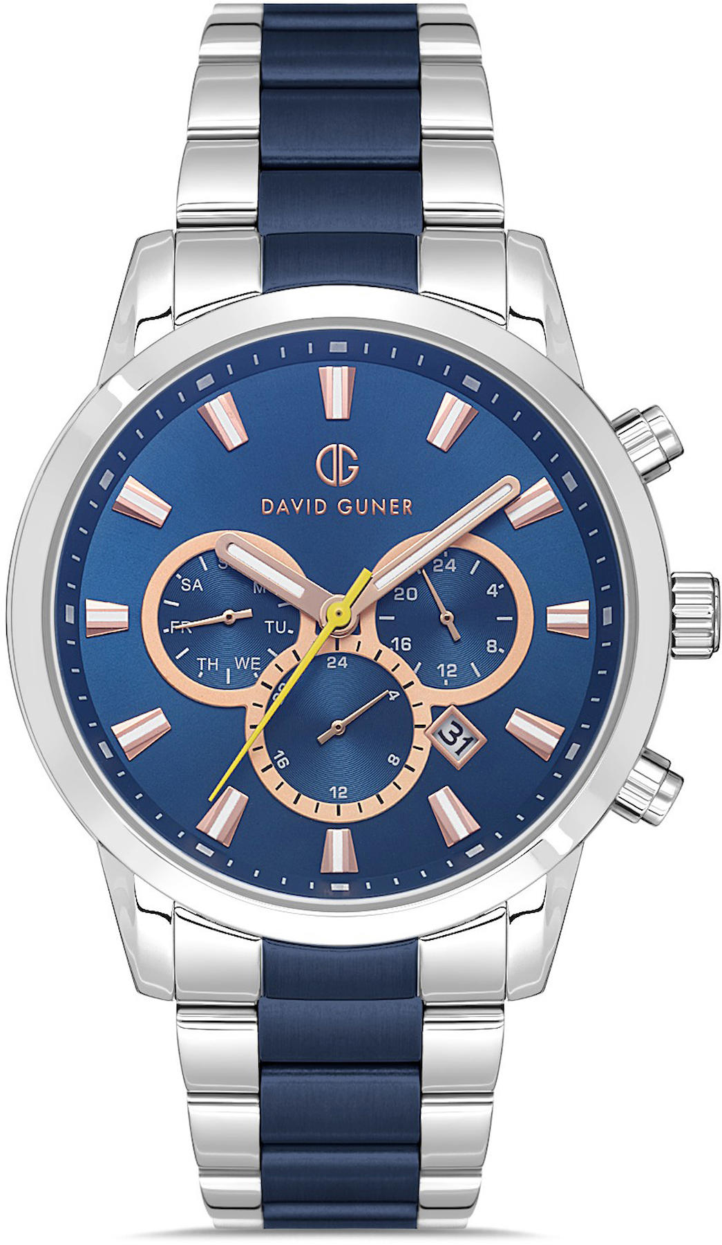 David Guner DG-8639GA-L3 Takvimli 42 mm Metal Kordon Analog Kol Saati