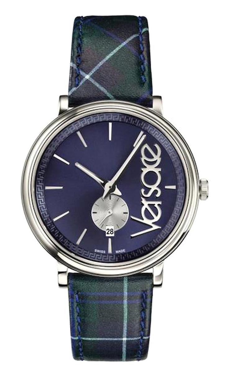 Versace VRSCVEBQ00118 Takvimli Siyah Deri Kordon Analog Erkek Kol Saati