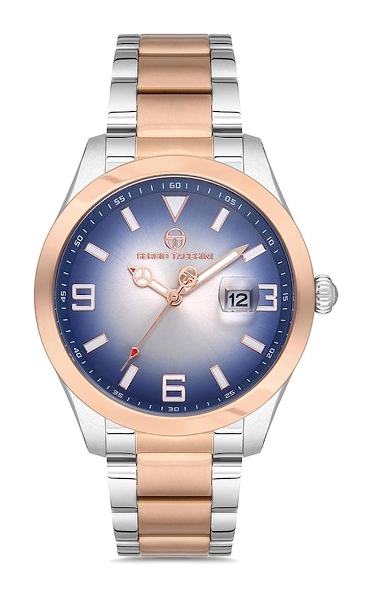 Sergio Tacchini ST.1.10113.6 Takvimli 44 mm Gri-Rose Gold Çelik Kordon Analog Erkek Kol Saati