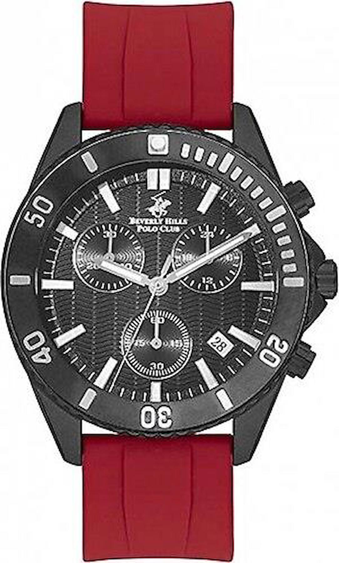 Beverly Hills Polo Club BP3277X658 Takvimli 41-45 mm Bordo Silikon Kordon Analog Kol Saati