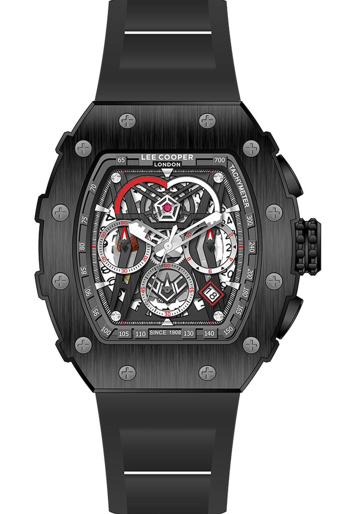 Lee Cooper LC07810.651 Takvimli Siyah Silikon Kordon Analog Erkek Kol Saati