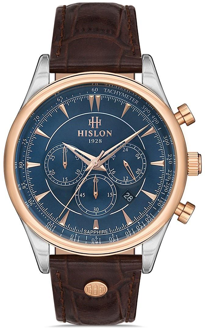 Hislon MS101T-11KR Pusulalı Takvimli 44 mm Kahverengi Deri Kordon Analog Kol Saati