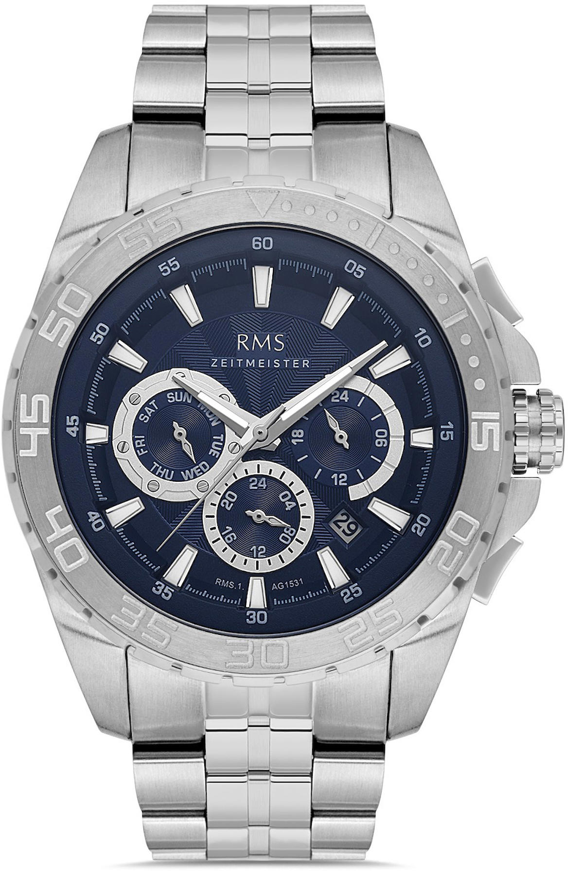 Romanson RMS.1.AG1531.03 Takvimli 42 mm Çelik Kordon Analog Kol Saati