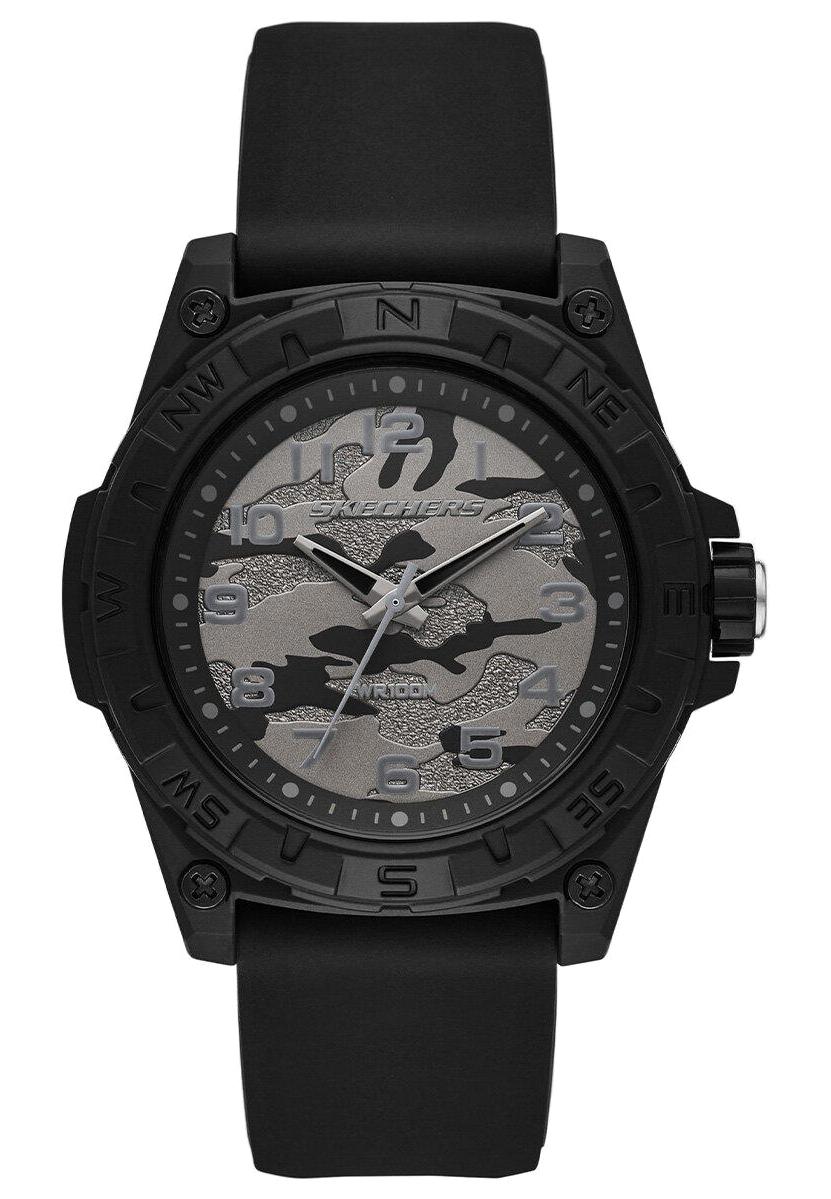Skechers SR5192 Pusulalı 44 mm Siyah Silikon Kordon Analog Erkek Kol Saati