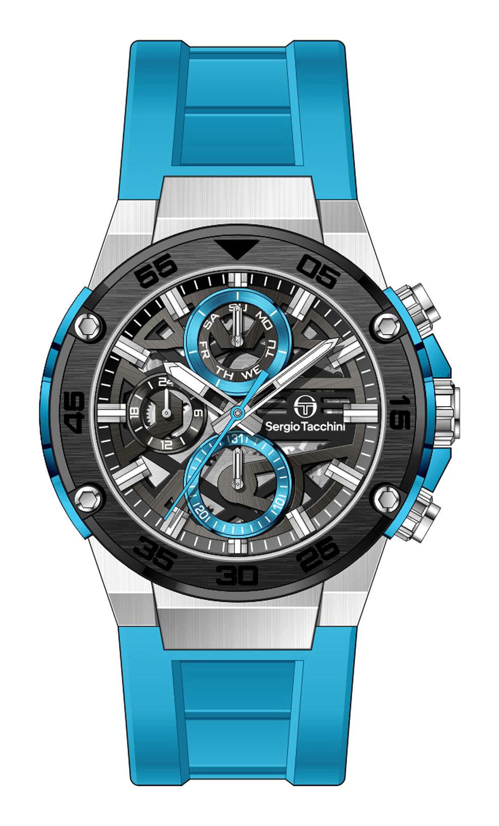 Sergio Tacchini ST.3.10006.4 Takvimli 38.5 mm Mavi Silikon Kordon Analog Erkek Kol Saati