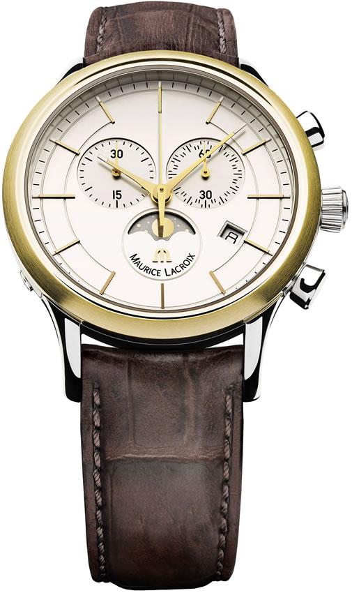 Maurice Lacroix LC1148-PVY11-130 Takvimli 44 mm Kahverengi Deri Kordon Analog Kol Saati