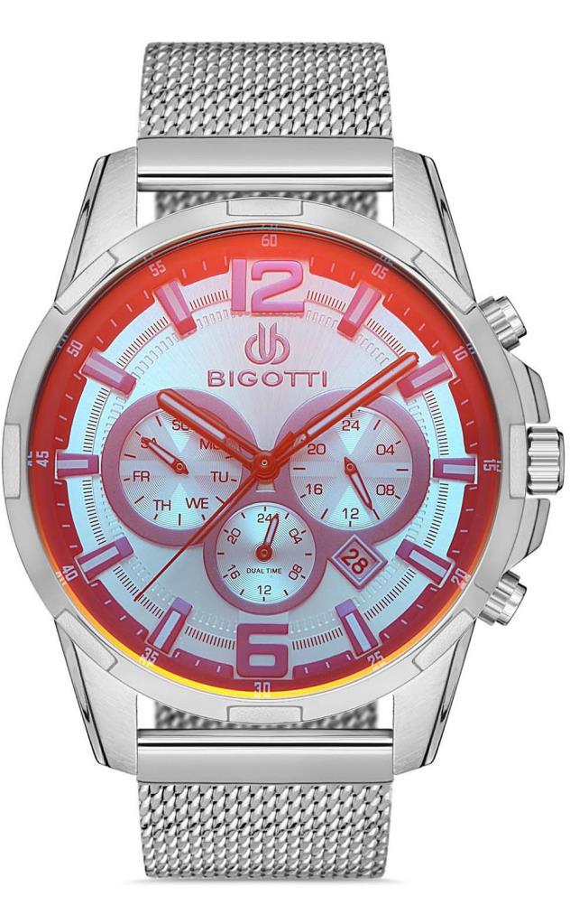 Bigotti BG.1.10284.2 Takvimli 47 mm Çelik-Hasır Kordon Analog Erkek Kol Saati