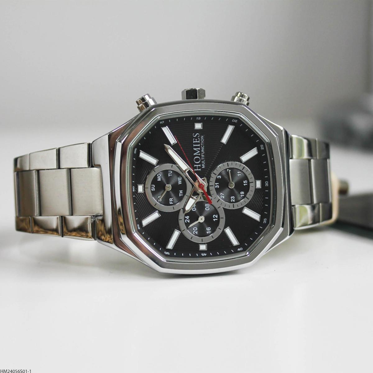 Homies HM24056S01-1 Pusulalı Takvimli Çelik Kordon Analog Erkek Kol Saati