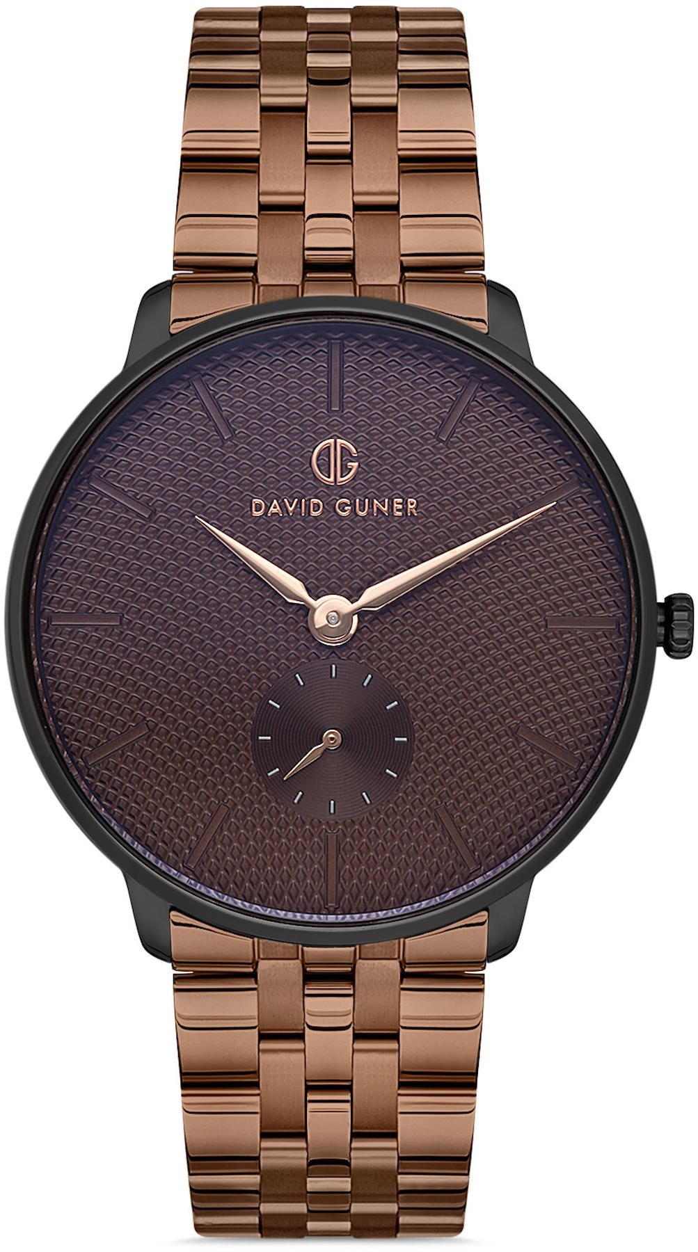 David Guner DG-8200GA-X6 Takvimli 42 mm Kahverengi Çelik Kordon Analog Kol Saati