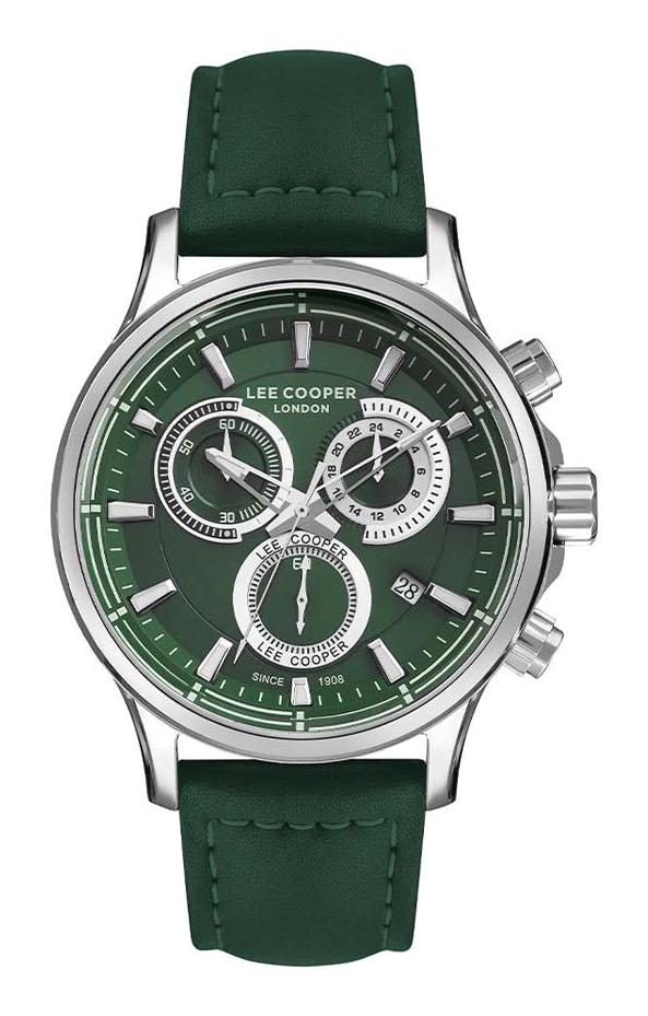 Lee Cooper LC07354.377 Takvimli 46 mm Yeşil Deri Kordon Analog Erkek Kol Saati